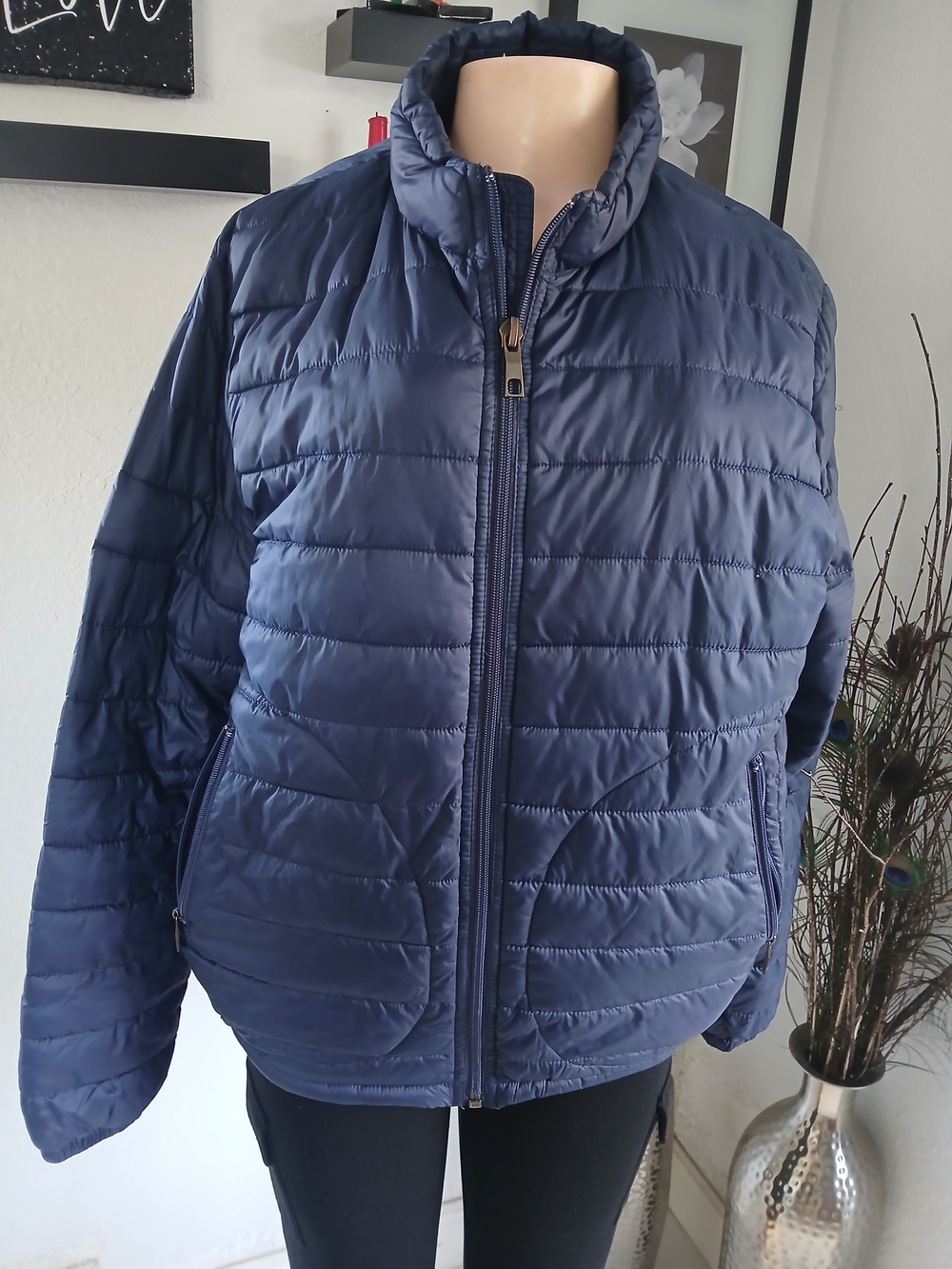 Zara Navy Blue Quilted Puffer Jacket